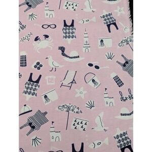 4.5 Yard Lot Super Snuggle Flannel Pink Swimsuits Beach Print Cotton Material 42